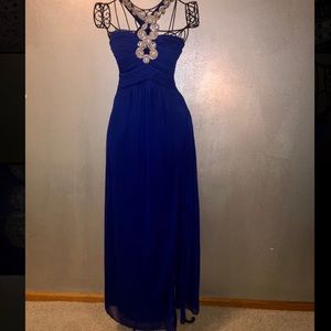 Dark Blue Dress with Swarovski Crystal Detailing